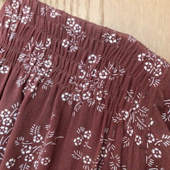 Vintage 1940s Rayon Dress Floral Reddish Brown V Neck Shoulder Gathers 14 Large - Picture 4 of 9